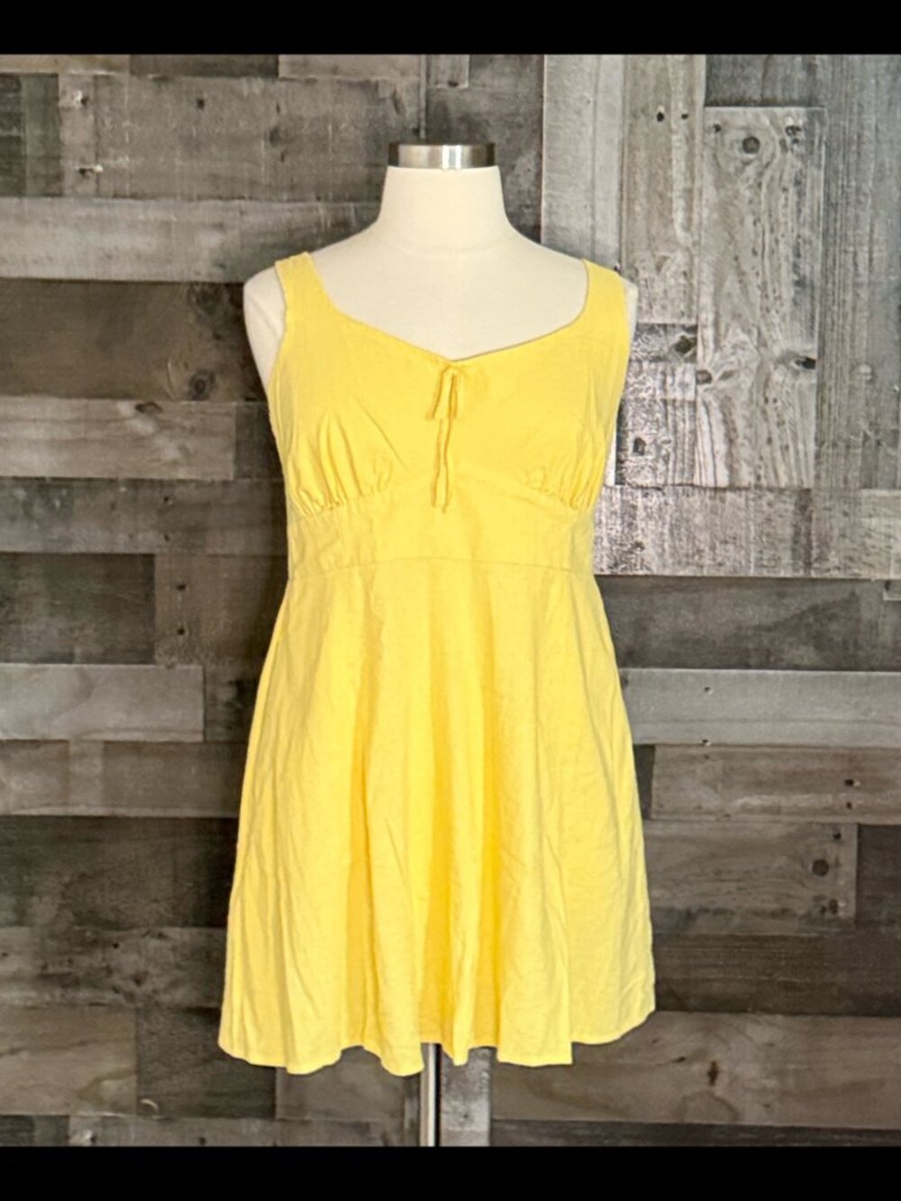 Old Navy yellow babydoll dress xlarge linen summer vacation coastal feminine